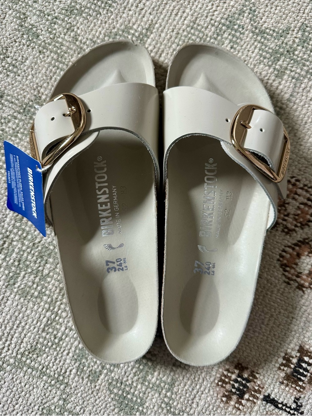 Madrid Big Buckle High Shine Birkenstock Sandals Oyster Size 37 Narrow